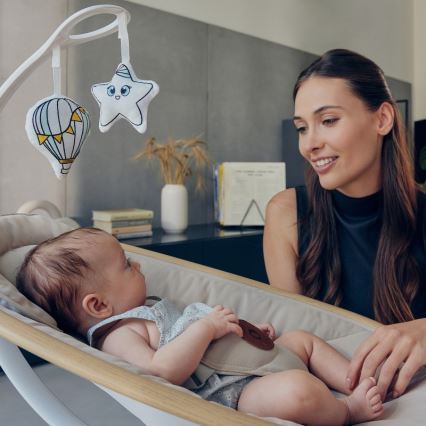 Lionelo - Vauvakeinu OLIVIA, musiikkitoiminnolla, beige/luonnonväri + kaukosäädin