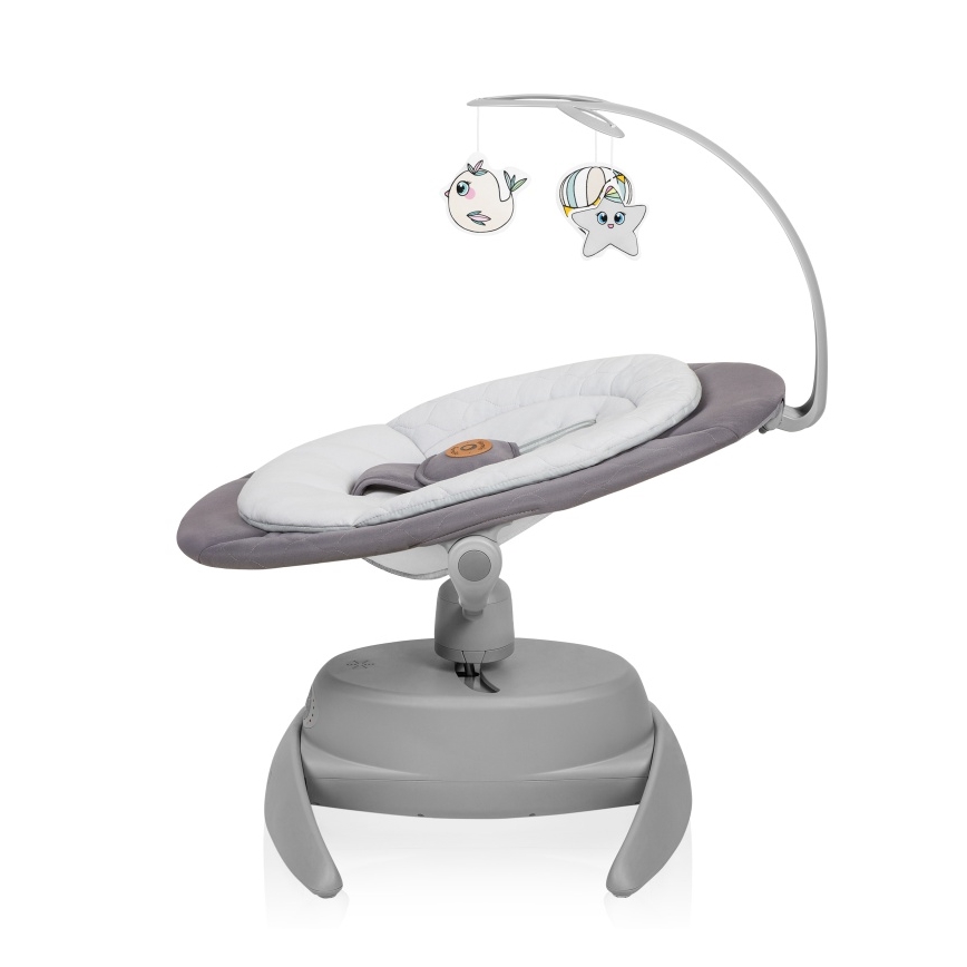 Lionelo - Vauvan keinu MELL Grey Stone melodialla, toimii 4xAA-paristoilla + kauko-ohjain