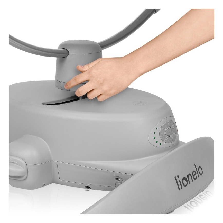 Lionelo - Vauvan keinu MELL Grey Stone melodialla, toimii 4xAA-paristoilla + kauko-ohjain