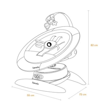 Lionelo - Vauvan keinu MELL Grey Stone melodialla, toimii 4xAA-paristoilla + kauko-ohjain