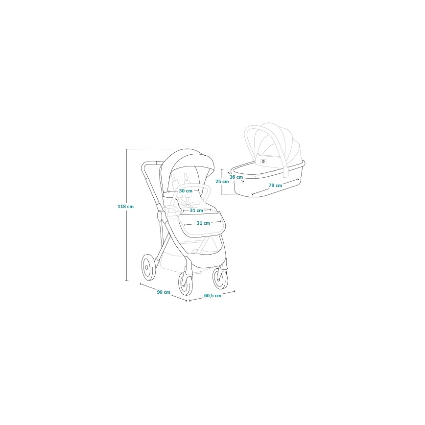 Lionelo - Yhdistelmävaunut 2-in-1 AMBER PLUS Beige Sand