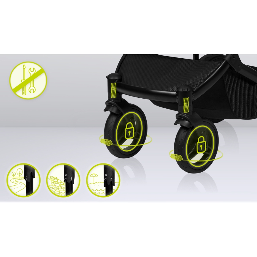 Lionelo - yhdistelmävaunut 2-in-1 MARI TOUR Musta Onyx