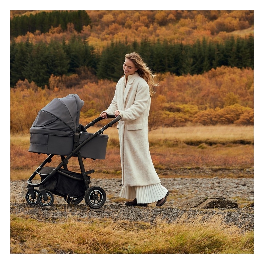 Lionelo - Yhdistelmävaunut 3-in-1 AMBER PLUS Harmaa Grafiitti