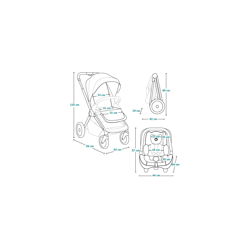 Lionelo - yhdistelmävaunut 3-in-1 LAYLA Black Onyx