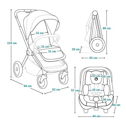 Lionelo - Yhdistelmävaunut 3-in-1 LAYLA Green Forest