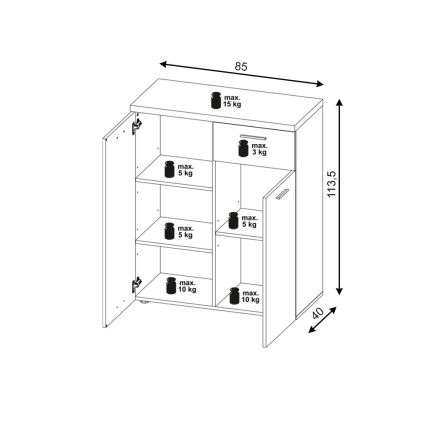 Lipasto BRUNO sonoma-tammi/valkoinen