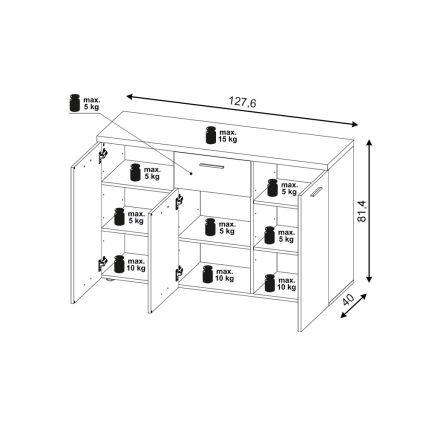 Lipasto BRUNO sonoma-tammi/valkoinen