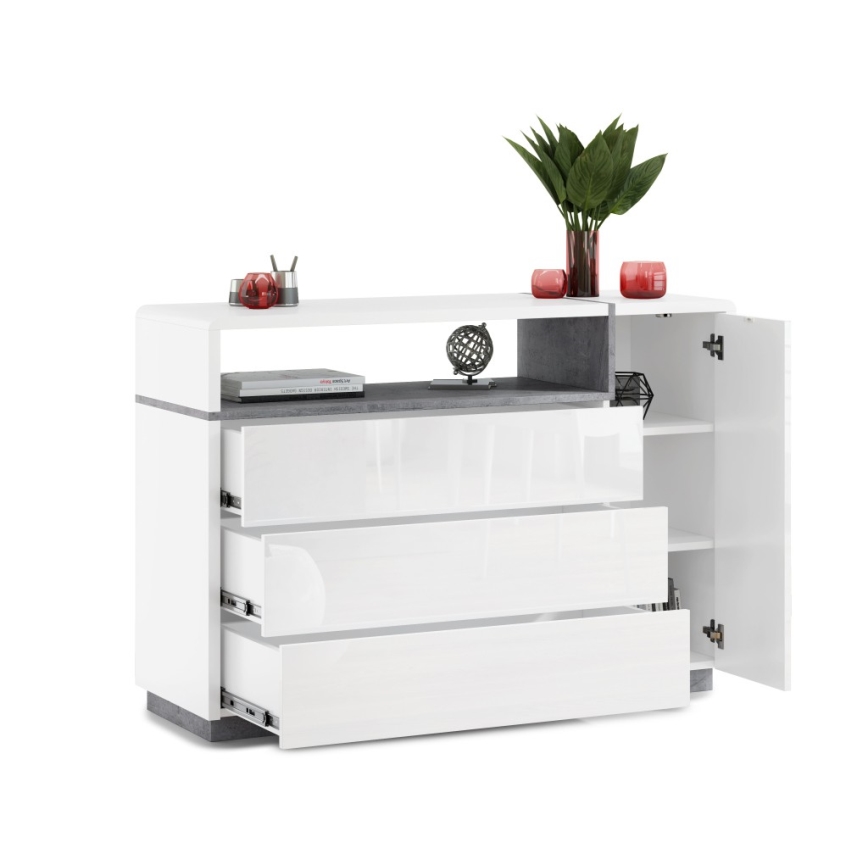 Lipasto laatikolla FRED valkoinen/harmaa