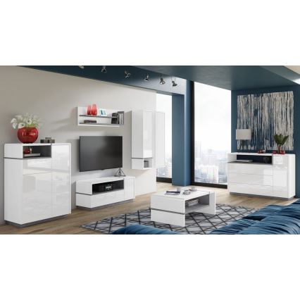 Lipasto FRED yhdellä laatikolla, valkoinen/harmaa