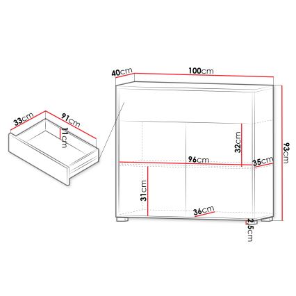 Lipasto GESITA 93x100 cm valkoinen