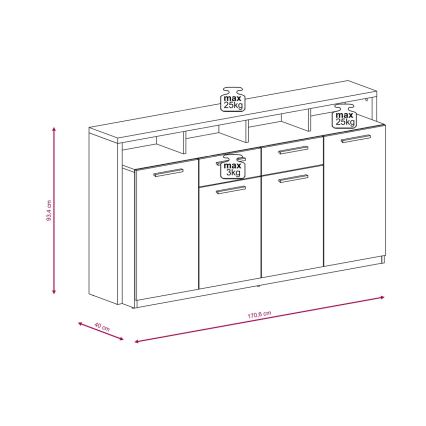 Lipasto LEBY sonoma-tammi/valkoinen