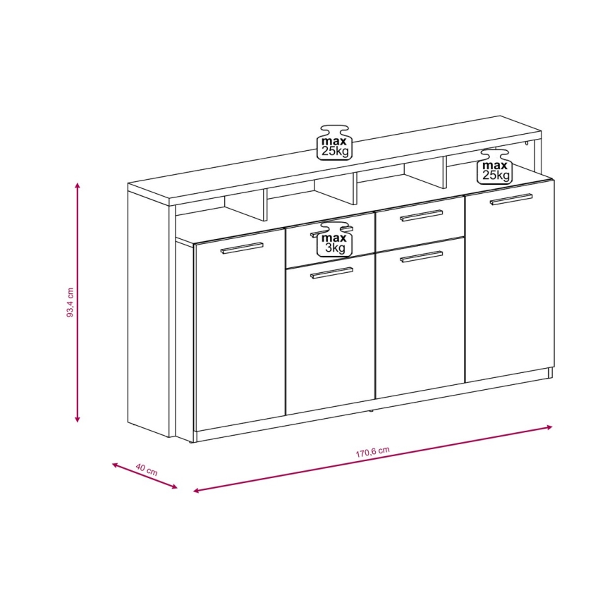 Lipasto LEBY sonoma-tammi/valkoinen