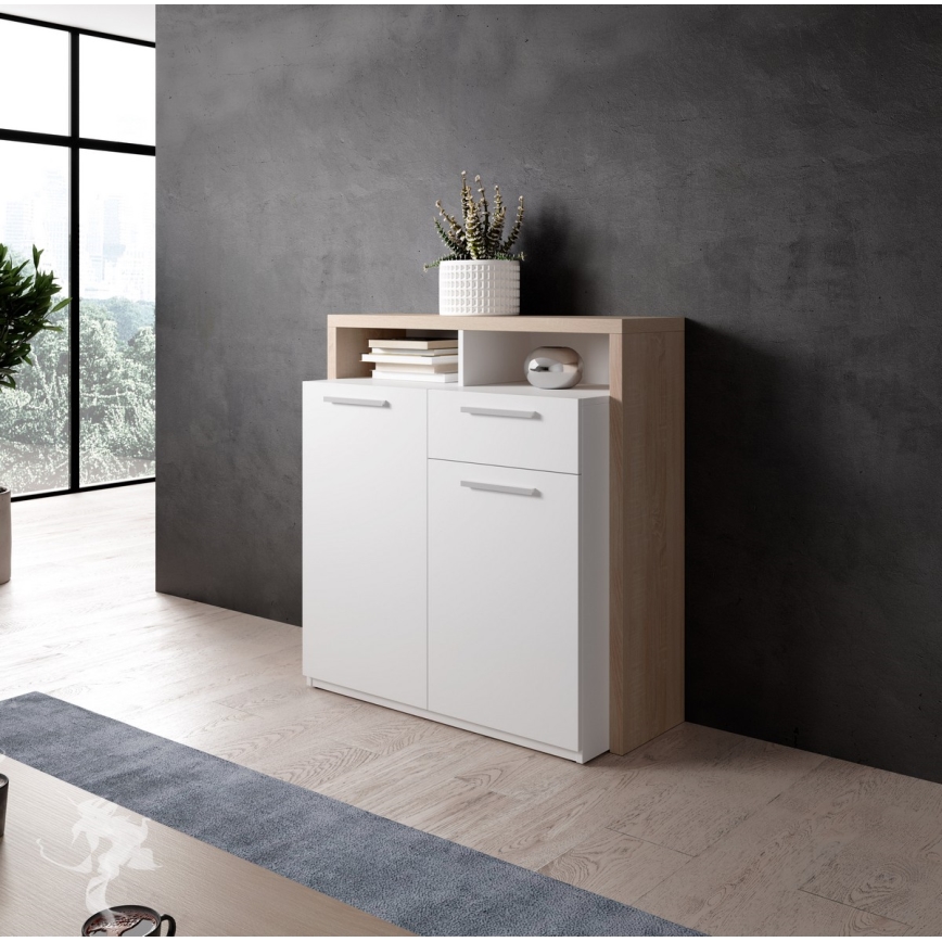 Lipasto LEBY, sonoma‑tammi/valkoinen