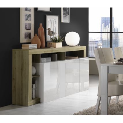 Lipasto LENOR 184 x 93 x 42 cm, valkoinen/vaalea tammi