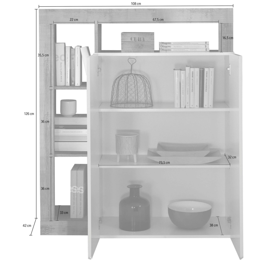 Lipasto LENOR valkoinen/antrasiitti