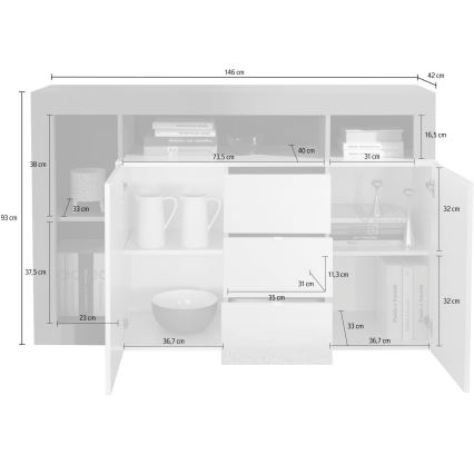 Lipasto LENOR valkoinen/antrasiitti