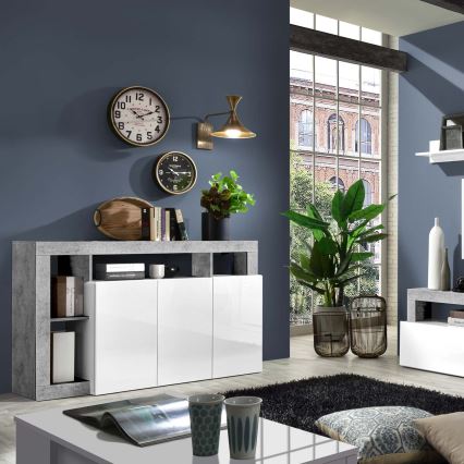 Lipasto LENOR valkoinen/harmaa betoni