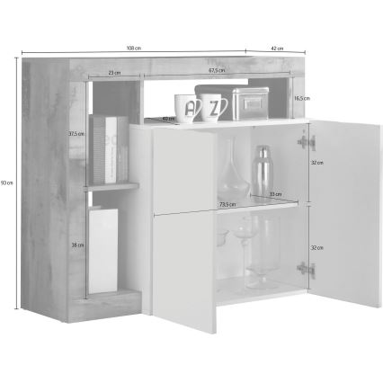 Lipasto LENOR valkoinen/ruskea