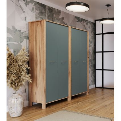 Lipasto MENTA 90x200x53 cm tammi Wotan/vihreä