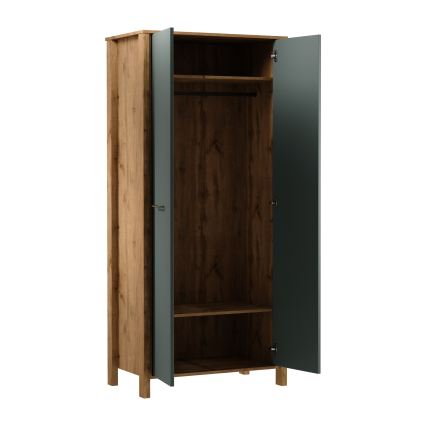 Lipasto MENTA 90x200x53 cm tammi Wotan/vihreä