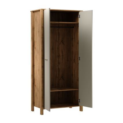 Lipasto MENTA 90x200x53 cm Wotan-tammi/harmaa