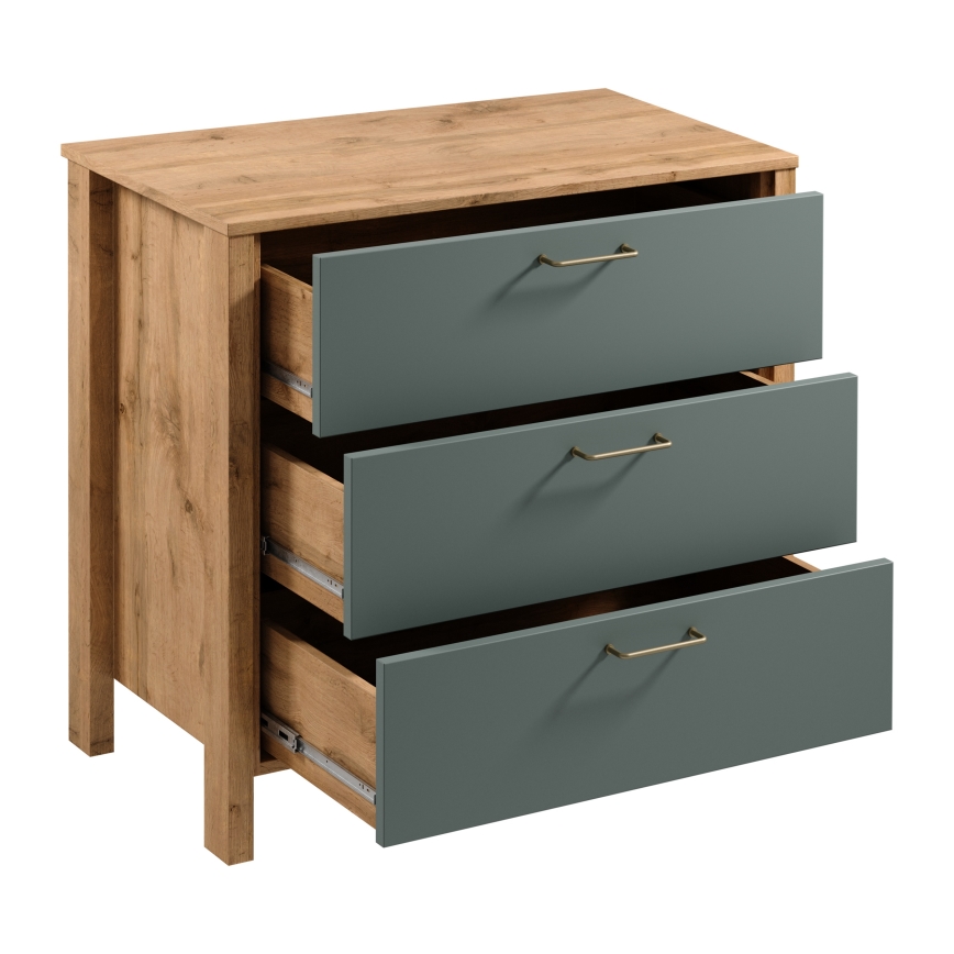 Lipasto MENTA 90x81x47 cm Wotan-tammi/vihreä