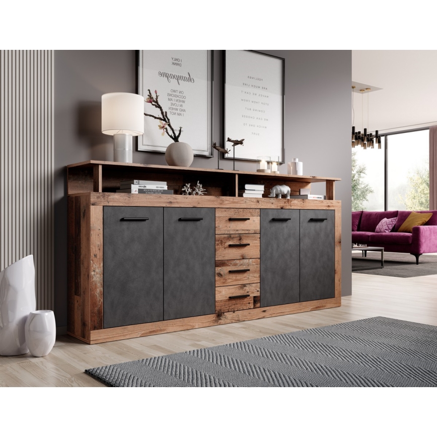Lipasto RUNA 190x96x32 cm tummanruskea/antrasiitti