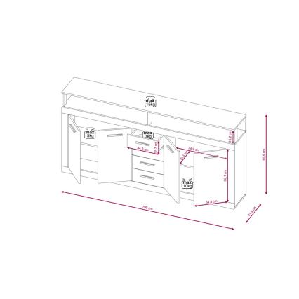 Lipasto RUNA sonoma-tammi/valkoinen