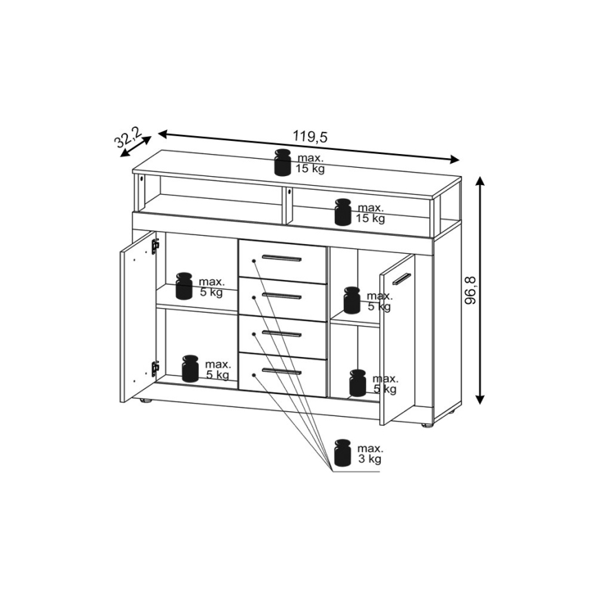 Lipasto RUNA sonoma-tammi/valkoinen