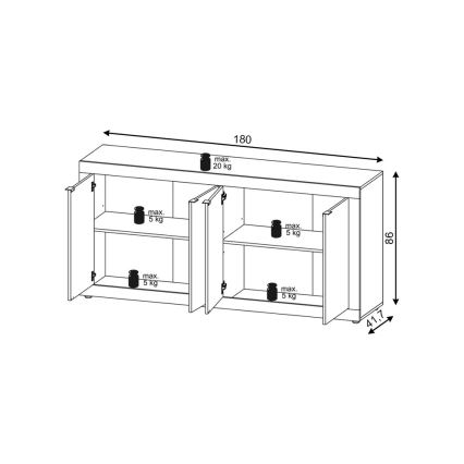 Lipasto RUNEA sonoma-tammi/valkoinen