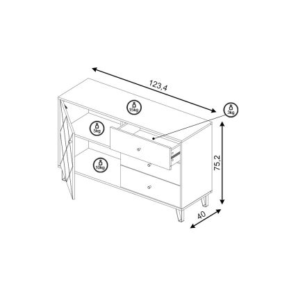 Lipasto SULA artisaanitammi/valkoinen