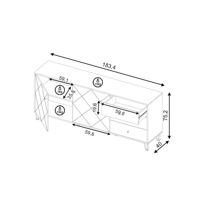 Lipasto SULA craft-tammi/musta