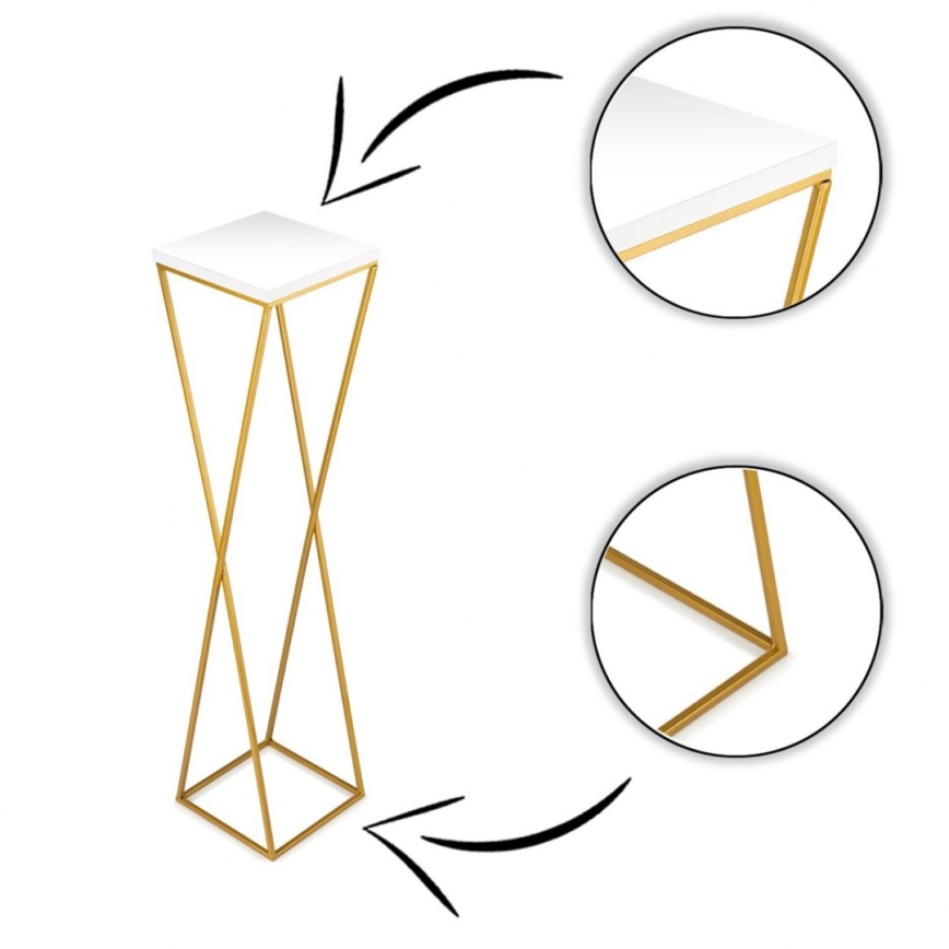 Kukkasteline LOFT 100x24 cm kulta/valkoinen