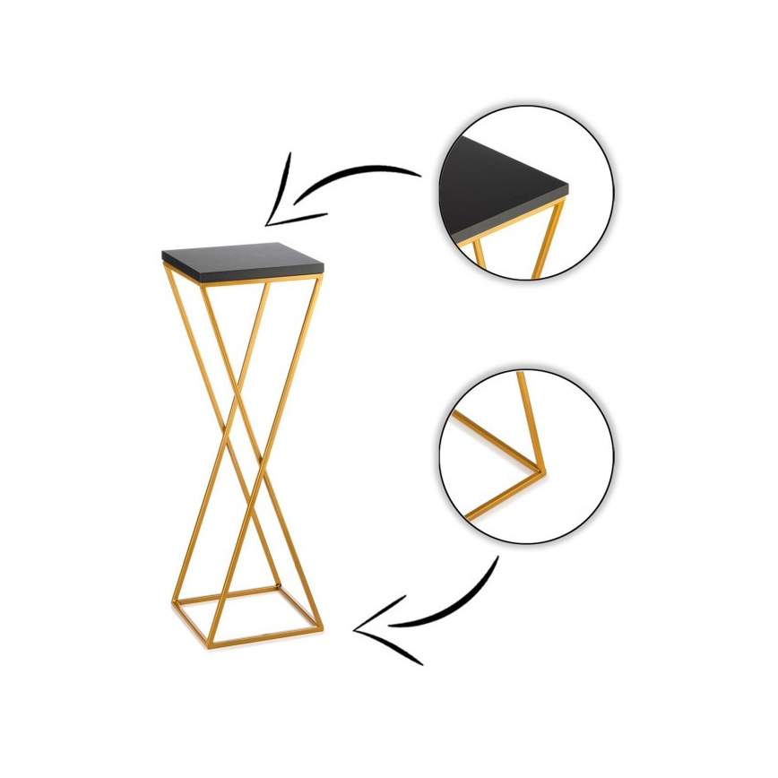 Kukkasteline LOFT 70x24 cm kulta/musta