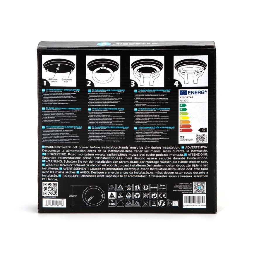 Loisteputki T9 G10Q/22W/230V 6500K - Aigostar