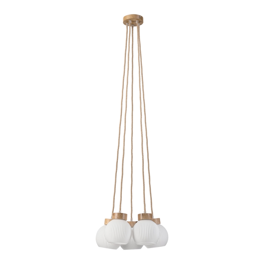 LOOMIS-riippuvalaisin johdolla 5xE27/15W/230V 130 cm beige/tammi