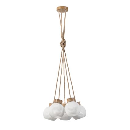 LOOMIS-riippuvalaisin johdolla 5xE27/15W/230V 130 cm beige/tammi