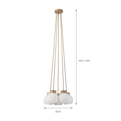LOOMIS-riippuvalaisin johdolla 5xE27/15W/230V 130 cm beige/tammi