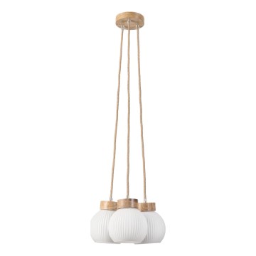 LOOMIS-riippuvalaisin kaapelilla 3xE27/15W/230V 83 cm beige/tammi