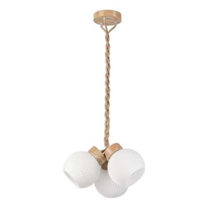 LOOMIS-riippuvalaisin kaapelilla 3xE27/15W/230V 83 cm beige/tammi