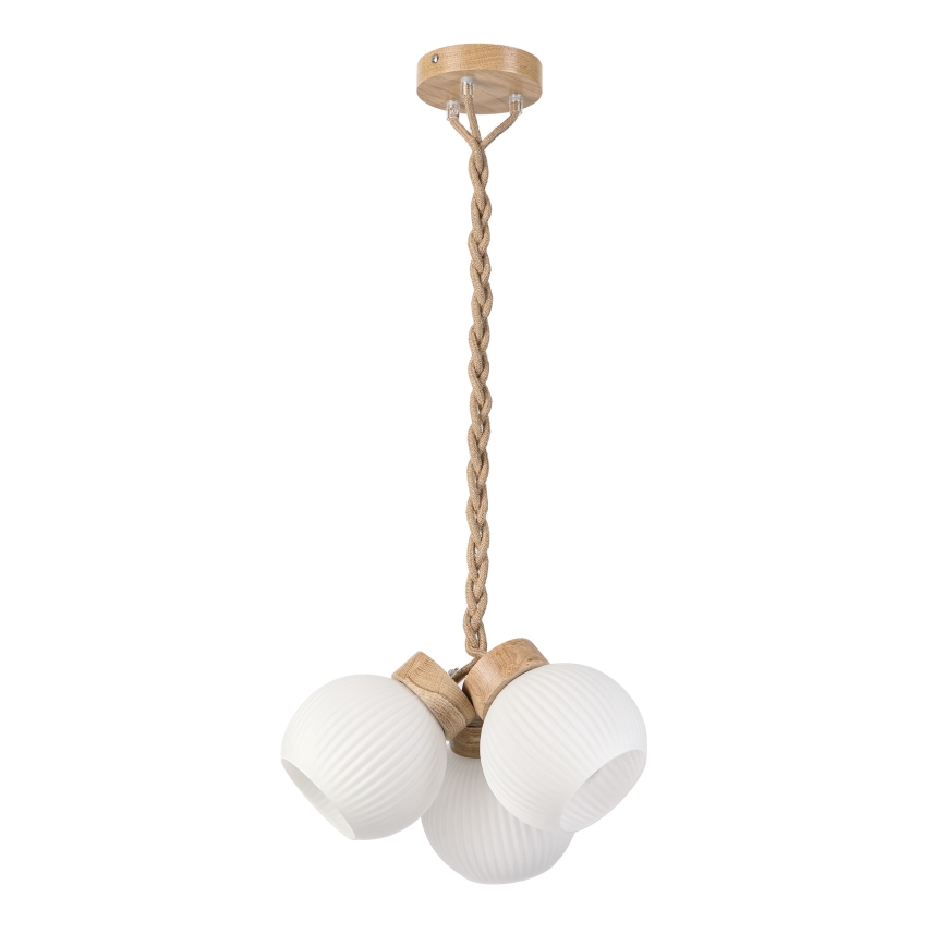 LOOMIS-riippuvalaisin kaapelilla 3xE27/15W/230V 83 cm beige/tammi