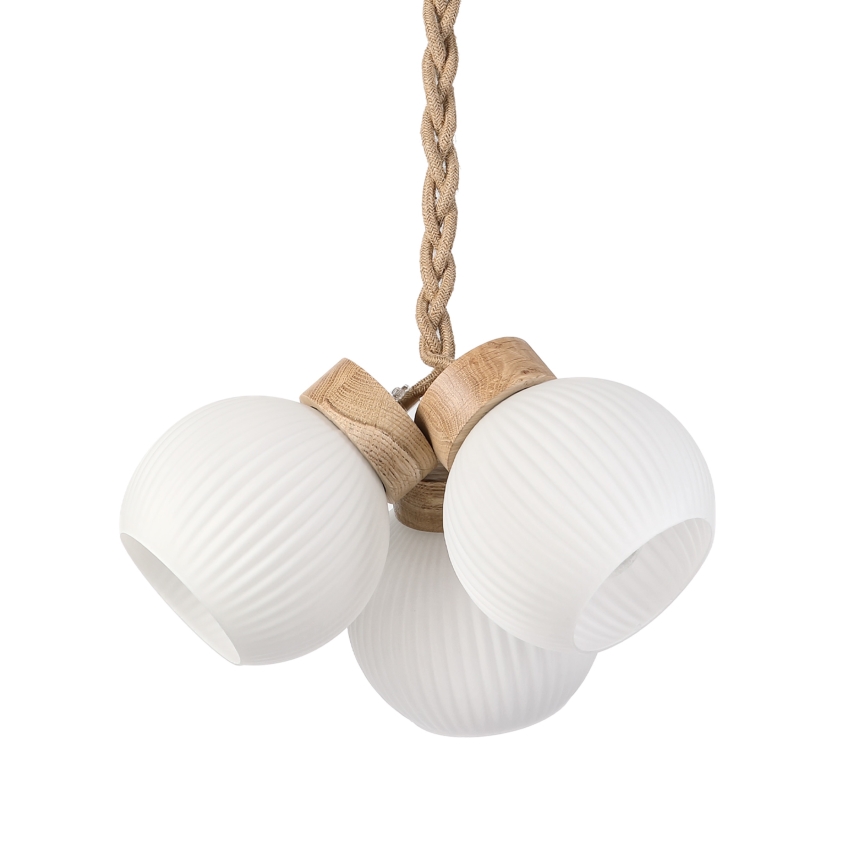 LOOMIS-riippuvalaisin kaapelilla 3xE27/15W/230V 83 cm beige/tammi