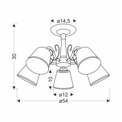 LOSANNA tangollinen kattokruunu 5xE14/40W/230V messinki