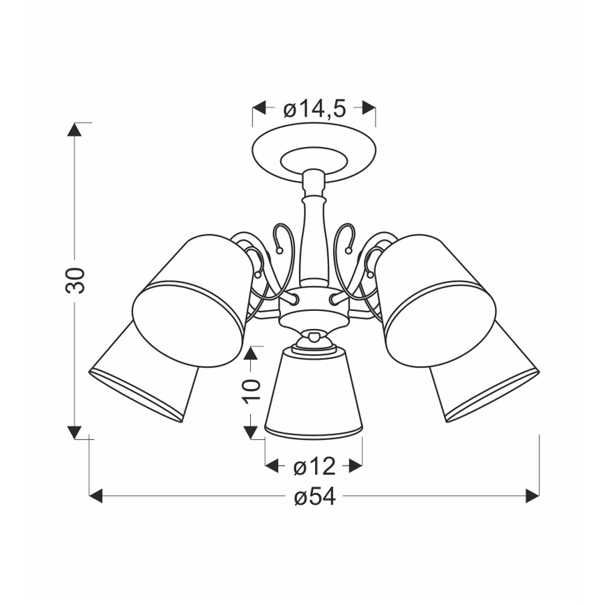 LOSANNA tangollinen kattokruunu 5xE14/40W/230V messinki
