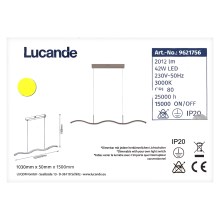 Lucande - Himmennettävä LED-kattokruunu johdossa BRAMA LED/42W/230V