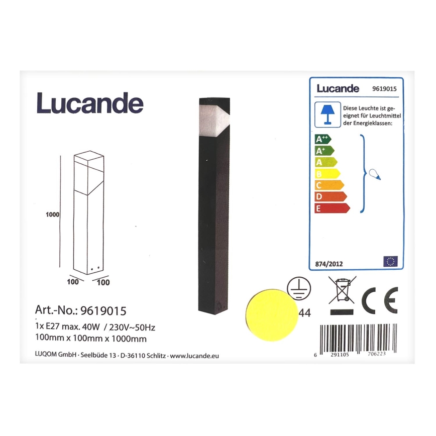 Lucande - Ulkolamppu KARIN 1xE27/9W/230V IP44