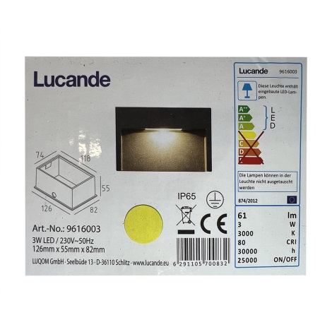 Lucande - Upotettu LED-ulkovalo MITJA LED/3W/230V IP65