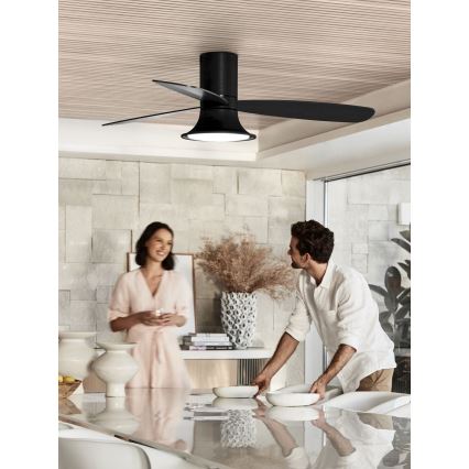 Lucci Air 210662 - LED himmennettävä kattotuuletin FLUSSO 1xGX53/18W/230V puu/musta + kaukosäädin