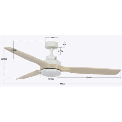 Lucci air 213055 - LED-kattotuuletin SHOALHAVEN GX53/17W/230V paulownia/valkoinen + kaukosäädin