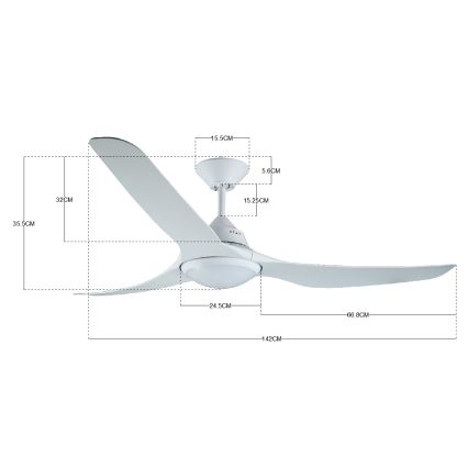 Lucci air 213096 - LED Kattotuuletin MARINER LED/15W/230V valkoinen + kauko-ohjaus